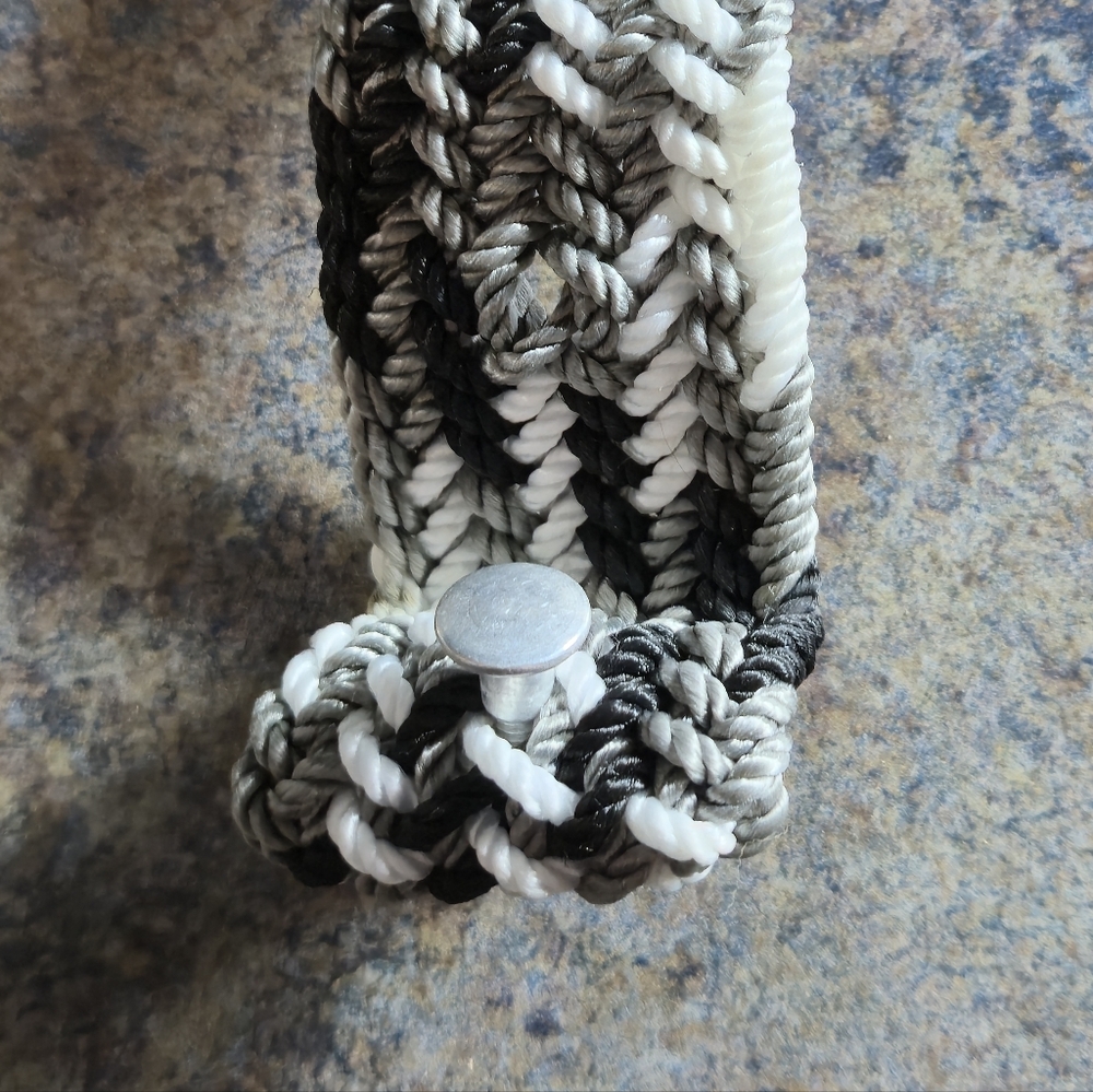 Vintage XL 80s Western Braided Chevron Cord Belt Strap Silver Tip - Picture 2 of 5